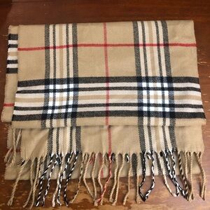 Cashmere Feel Plaid Fringe Scarf
